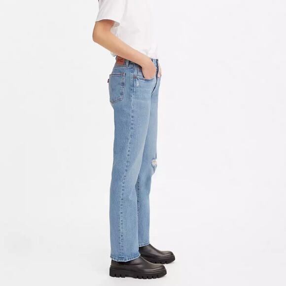 LEVI'S 501 Button Fly Distressed Straight Leg Jeans 27 - Picture 2 of 12